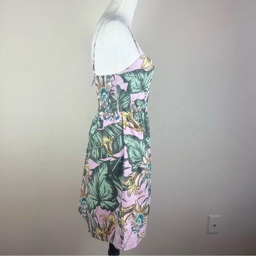 NWT J. Crew Women’s Tropical Print Dress in Pink and Green‎ Size XS